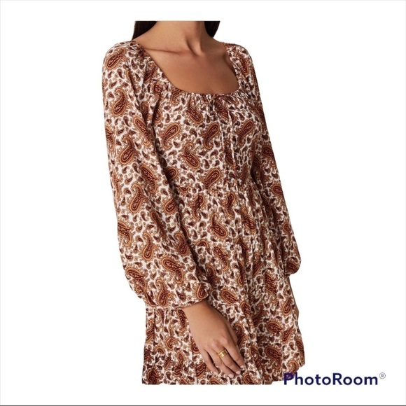 NWT FAITHFULL THE BRAND x REVOLVE Naline Paisley Print Long Sleeve Mini Dress M - Picture 4 of 12